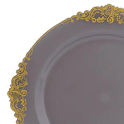 10 Round Plastic Salad Dinner Plates with Embossed Baroque Rim - Disposable Tableware