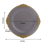 10 Round Plastic Salad Dinner Plates with Embossed Baroque Rim - Disposable Tableware