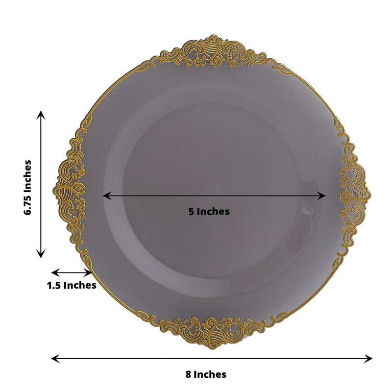 10 Round Plastic Salad Dinner Plates with Embossed Baroque Rim - Disposable Tableware