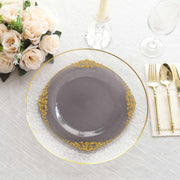 10 Round Plastic Salad Dinner Plates with Embossed Baroque Rim - Disposable Tableware