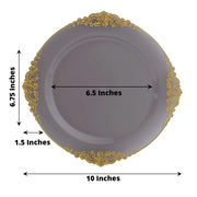 10 Round Plastic Salad Dinner Plates with Embossed Baroque Rim - Disposable Tableware