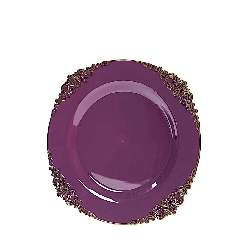 10 Round Plastic Salad Dinner Plates with Embossed Baroque Rim - Disposable Tableware DSP_PLR1310_10_PPGD