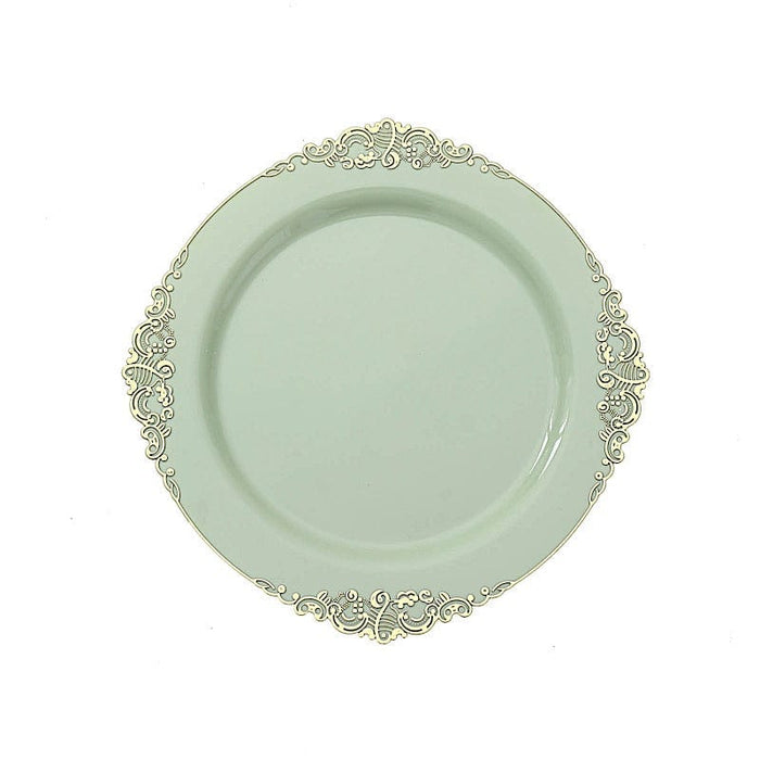 10 Round Plastic Salad Dinner Plates with Embossed Baroque Rim - Disposable Tableware DSP_PLR1310_10_SGGD