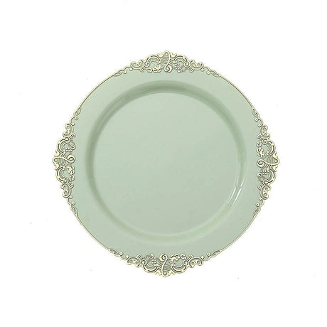 10 Round Plastic Salad Dinner Plates with Embossed Baroque Rim - Disposable Tableware DSP_PLR1310_10_SGGD