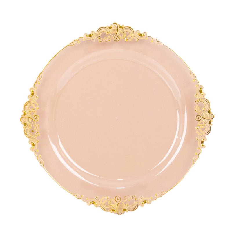 10 Round Plastic Salad Dinner Plates with Embossed Baroque Rim - Disposable Tableware DSP_PLR1310_10_T046GD