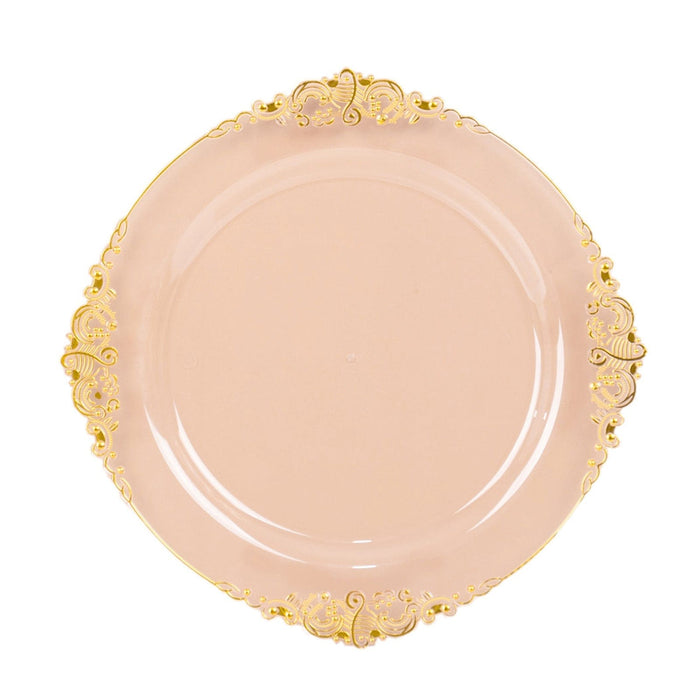 10 Round Plastic Salad Dinner Plates with Embossed Baroque Rim - Disposable Tableware DSP_PLR1310_10_T046GD