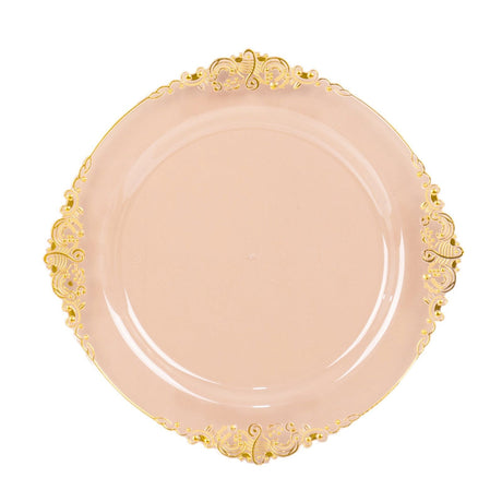 10 Round Plastic Salad Dinner Plates with Embossed Baroque Rim - Disposable Tableware DSP_PLR1310_10_T046GD