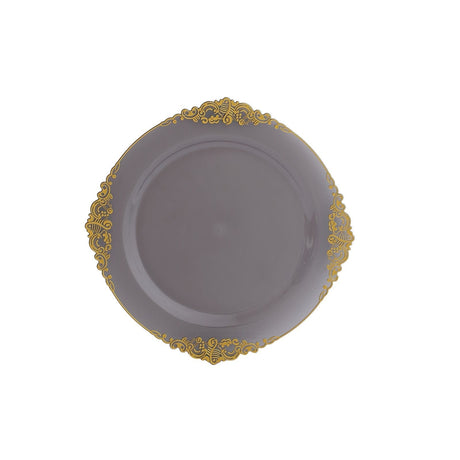 10 Round Plastic Salad Dinner Plates with Embossed Baroque Rim - Disposable Tableware DSP_PLR1310_10_TBKGD