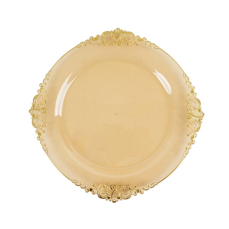 10 Round Plastic Salad Dinner Plates with Embossed Baroque Rim - Disposable Tableware DSP_PLR1310_10_TGDGD