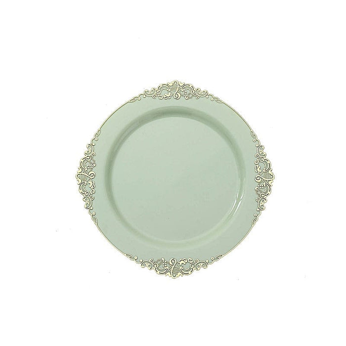 10 Round Plastic Salad Dinner Plates with Embossed Baroque Rim - Disposable Tableware DSP_PLR1310_7_SGGD