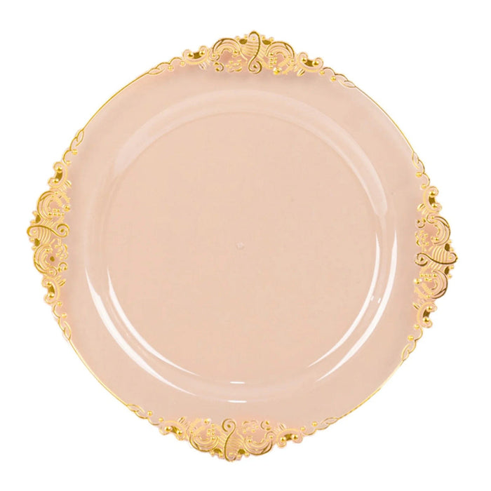 10 Round Plastic Salad Dinner Plates with Embossed Baroque Rim - Disposable Tableware DSP_PLR1310_7_T046GD