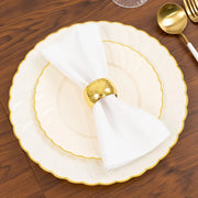 10 Round Plastic Salad Dinner Plates with Gold Swirl Design Rim - Disposable Tableware
