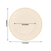 10 Round Plastic Salad Dinner Plates with Gold Swirl Design Rim - Disposable Tableware