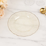 10 Round Plastic Salad Dinner Plates with Gold Wavy Rim - Disposable Tableware