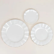 10 Round Plastic Salad Dinner Plates with Gold Wavy Rim - Disposable Tableware