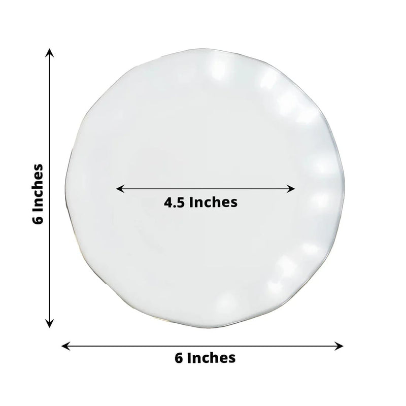 10 Round Plastic Salad Dinner Plates with Gold Wavy Rim - Disposable Tableware