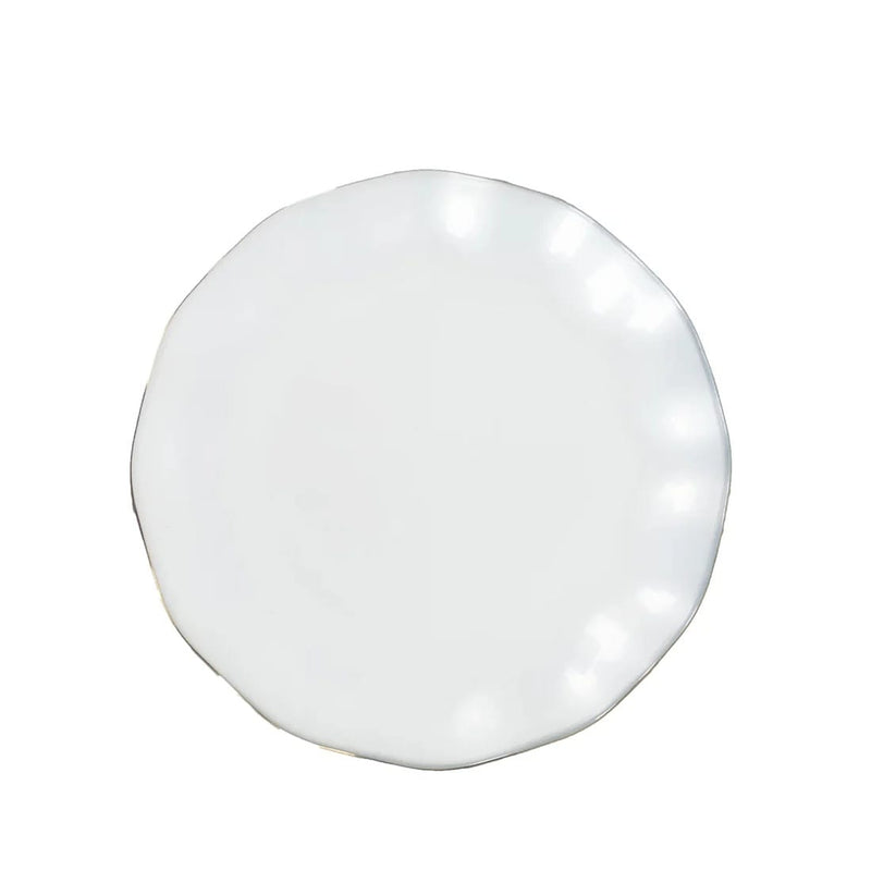 10 Round Plastic Salad Dinner Plates with Gold Wavy Rim - Disposable Tableware