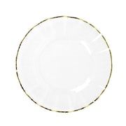 10 Round Plastic Salad Dinner Plates with Gold Wavy Rim - Disposable Tableware