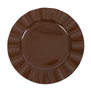 10 Round Plastic Salad Dinner Plates with Gold Wavy Rim - Disposable Tableware DSP_PLR0016_11_BRN