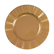 10 Round Plastic Salad Dinner Plates with Gold Wavy Rim - Disposable Tableware DSP_PLR0016_9_GDGD