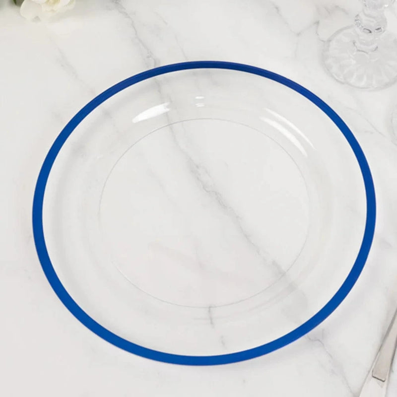 10 Round Plastic Salad Plates with Gold Rim - Disposable Tableware