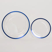10 Round Plastic Salad Plates with Gold Rim - Disposable Tableware