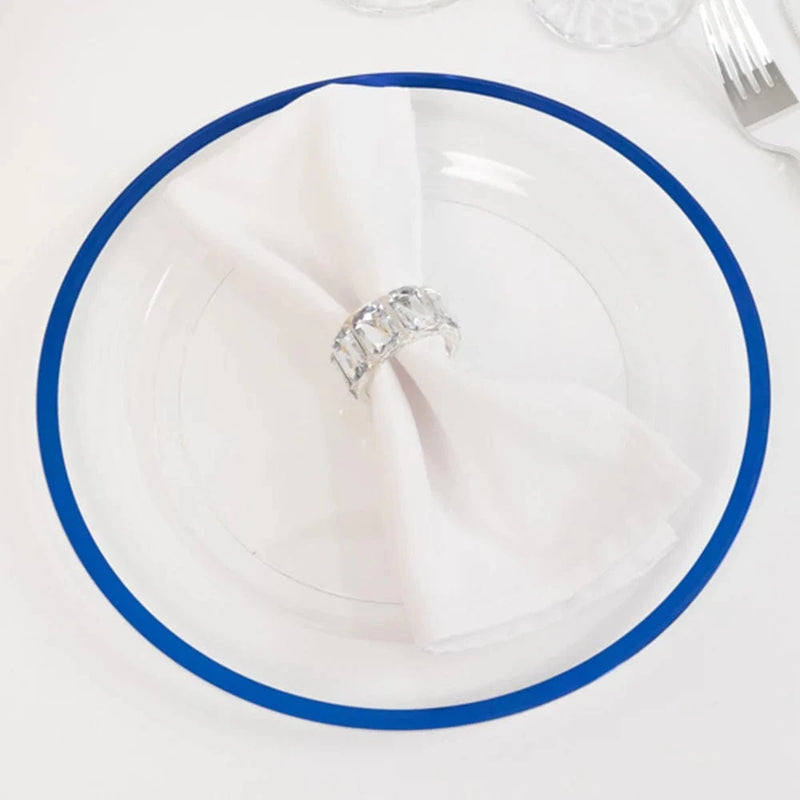 10 Round Plastic Salad Plates with Gold Rim - Disposable Tableware