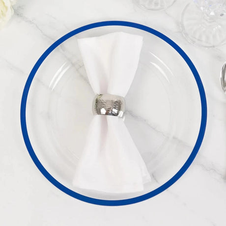 10 Round Plastic Salad Plates with Gold Rim - Disposable Tableware