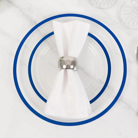 10 Round Plastic Salad Plates with Gold Rim - Disposable Tableware