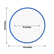 10 Round Plastic Salad Plates with Gold Rim - Disposable Tableware