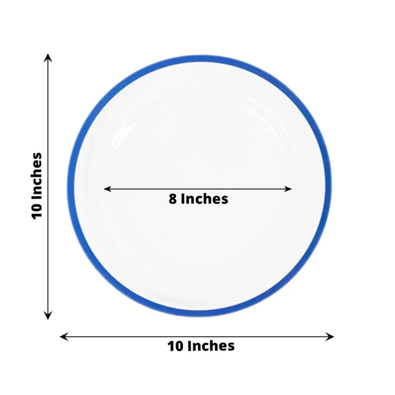 10 Round Plastic Salad Plates with Gold Rim - Disposable Tableware