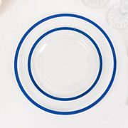 10 Round Plastic Salad Plates with Gold Rim - Disposable Tableware