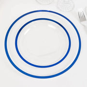 10 Round Plastic Salad Plates with Gold Rim - Disposable Tableware