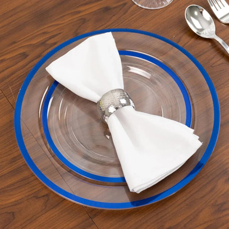 10 Round Plastic Salad Plates with Gold Rim - Disposable Tableware