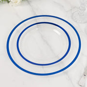 10 Round Plastic Salad Plates with Gold Rim - Disposable Tableware