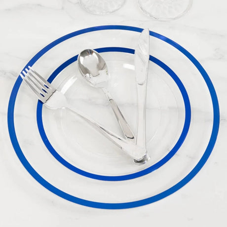 10 Round Plastic Salad Plates with Gold Rim - Disposable Tableware