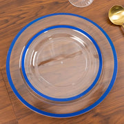10 Round Plastic Salad Plates with Gold Rim - Disposable Tableware