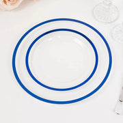 10 Round Plastic Salad Plates with Gold Rim - Disposable Tableware