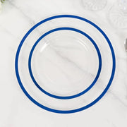 10 Round Plastic Salad Plates with Gold Rim - Disposable Tableware