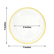 10 Round Plastic Salad Plates with Gold Rim - Disposable Tableware