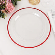 10 Round Plastic Salad Plates with Gold Rim - Disposable Tableware