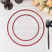 10 Round Plastic Salad Plates with Gold Rim - Disposable Tableware