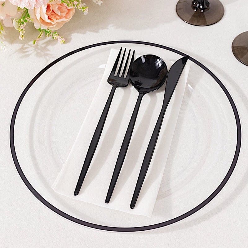 10 Round Plastic Salad Plates with Gold Rim - Disposable Tableware