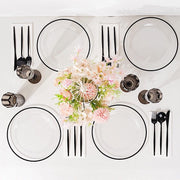 10 Round Plastic Salad Plates with Gold Rim - Disposable Tableware