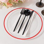 10 Round Plastic Salad Plates with Gold Rim - Disposable Tableware