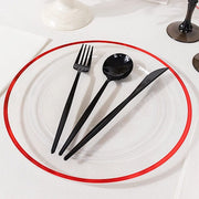 10 Round Plastic Salad Plates with Gold Rim - Disposable Tableware