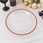 10 Round Plastic Salad Plates with Gold Rim - Disposable Tableware
