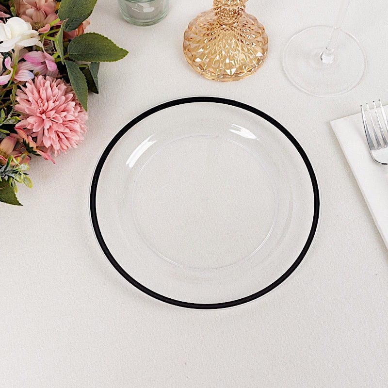 10 Round Plastic Salad Plates with Gold Rim - Disposable Tableware
