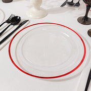 10 Round Plastic Salad Plates with Gold Rim - Disposable Tableware