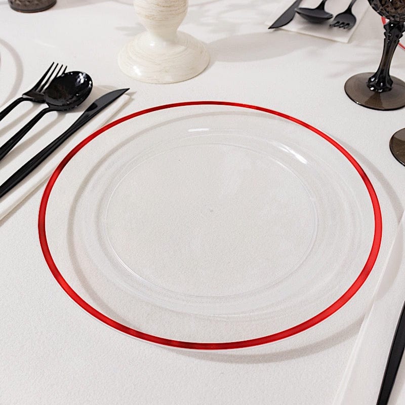 10 Round Plastic Salad Plates with Gold Rim - Disposable Tableware